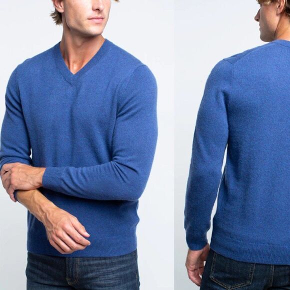 Club Room Men's Size Small Wool Blend V-Neck Royal Blue Pullover Sweater - Picture 1 of 6